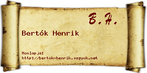 Bertók Henrik névjegykártya